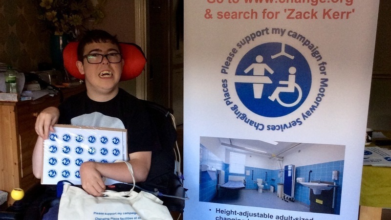 Zack's campaign for Changing Places at motorway service stations